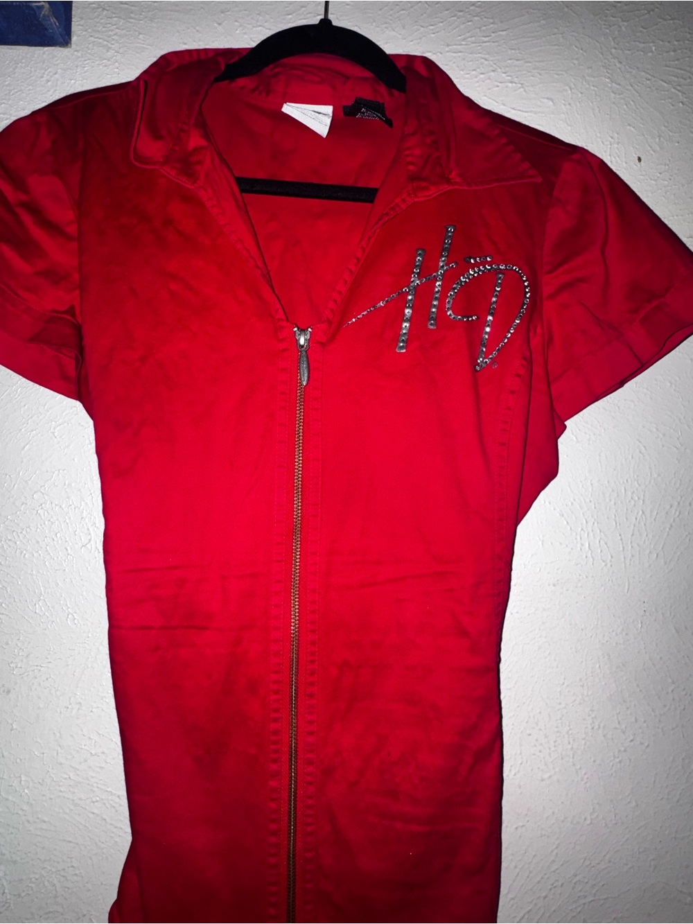 Harley-Davidson Red Rhinestone Logo Zip Top